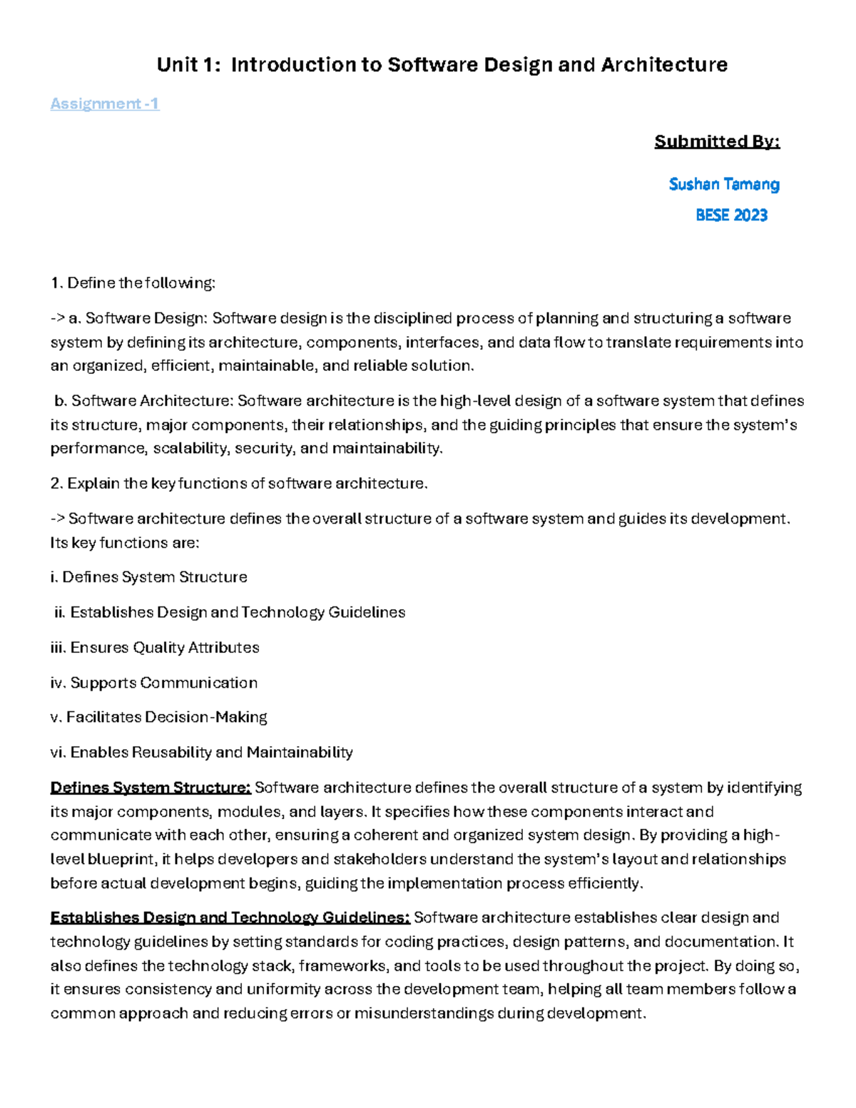 SDA 2023: Unit 1 - Intro to Software Design & Architecture Assignment ...