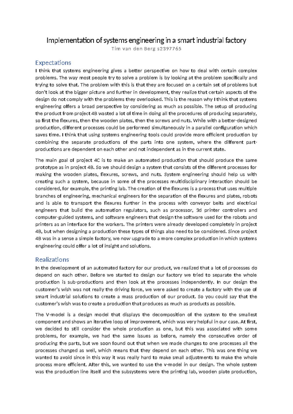 Essay: Implementation of Systems Engineering in a Smart Factory ...