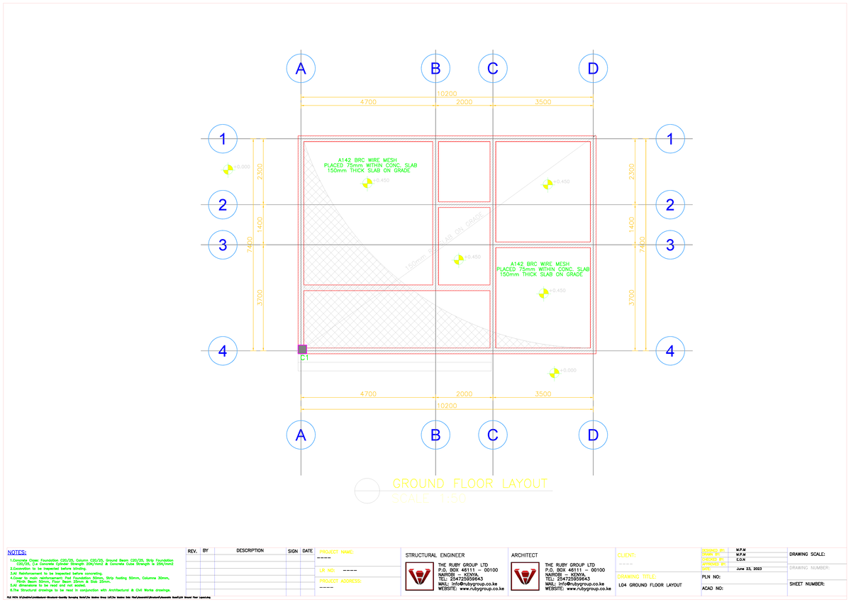 L04 Ground Floor Layout - Structural Design & Reinforcement Details ...