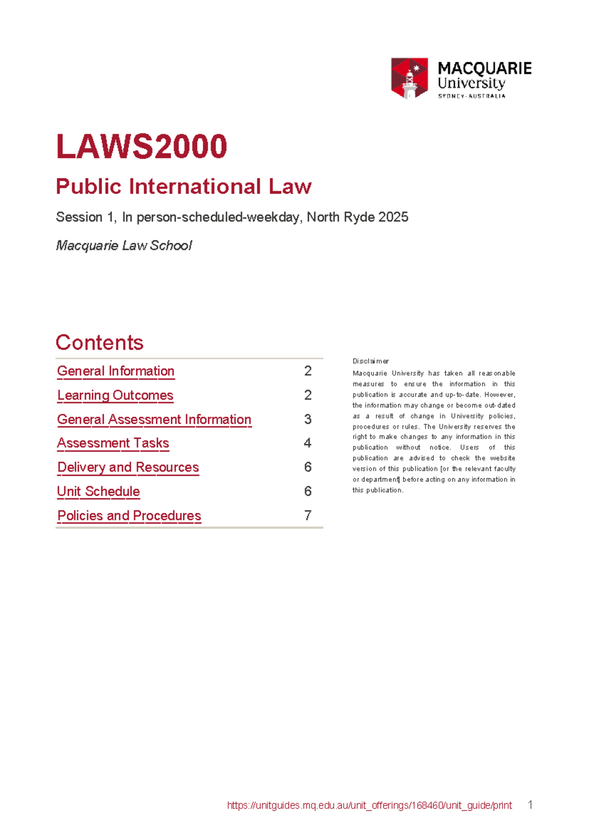 Public International Law (LAWS2000) Unit Guide - North Ryde 2025 - Studocu