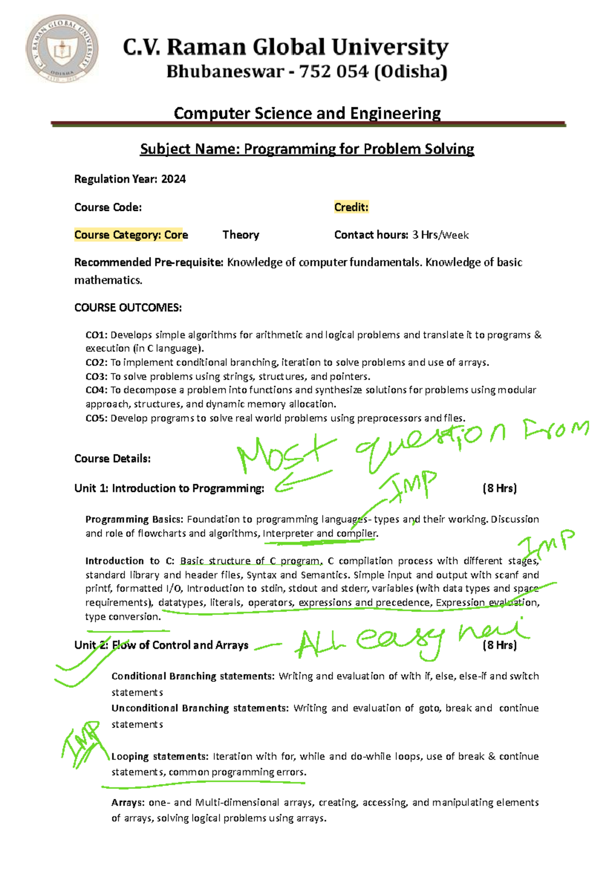Pps Syllabu S - easy understanding - Computer Science and Engineering ...