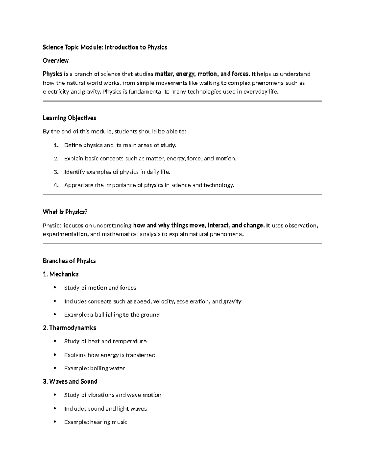 Physics Module: Intro to Physics Overview and Key Concepts - Studocu