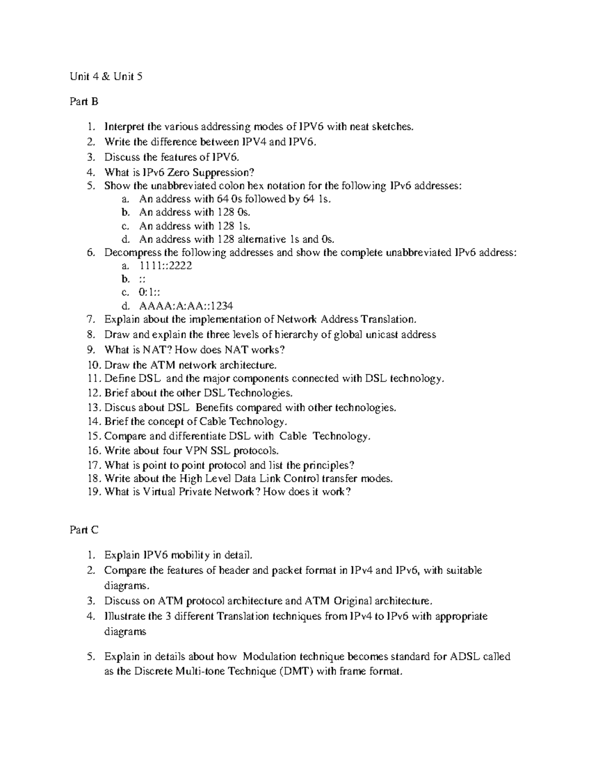 Question Bank Unit 4 & Unit 5 - Unit 4 & Unit 5 Part B 1. Interpret the ...