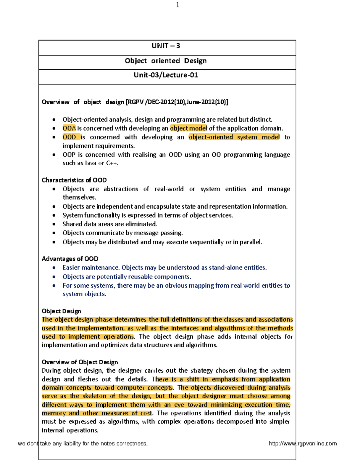 Unit 3: Overview of Object-Oriented Design Concepts and Algorithms ...
