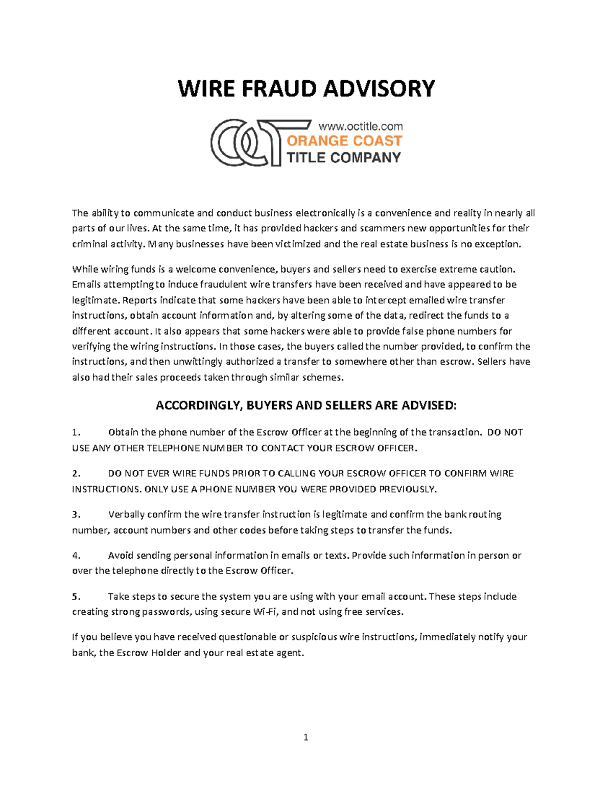 Wire Fraud Advisory: Essential Tips for Buyers & Sellers - Studocu