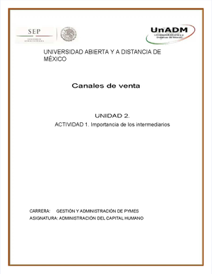 GCAV U3 A2 RIAC - Estas actividades son de la la asignatura de canales ...