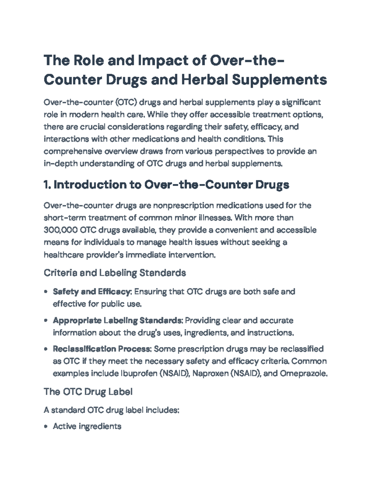 The Role of OTC Drugs and Herbal Supplements: Nursing Perspectives ...