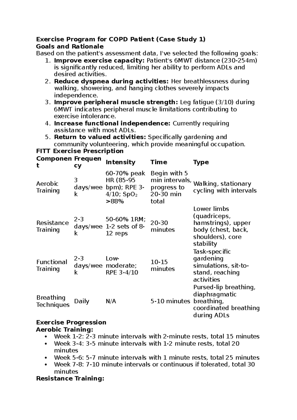 Exercise Program for COPD Patient - Improve exercise capacity: Patient ...