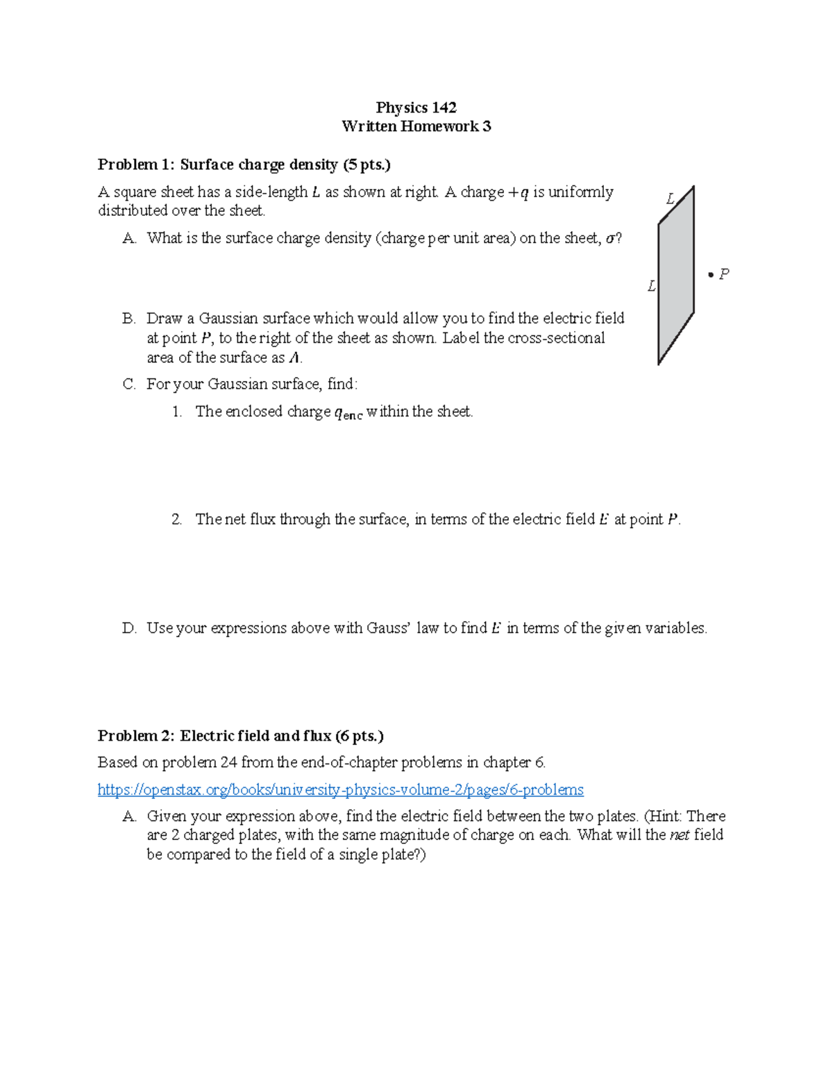 WHW 03 - homework - Physics 1 42 Written Homework 3 Problem 1: Surface ...