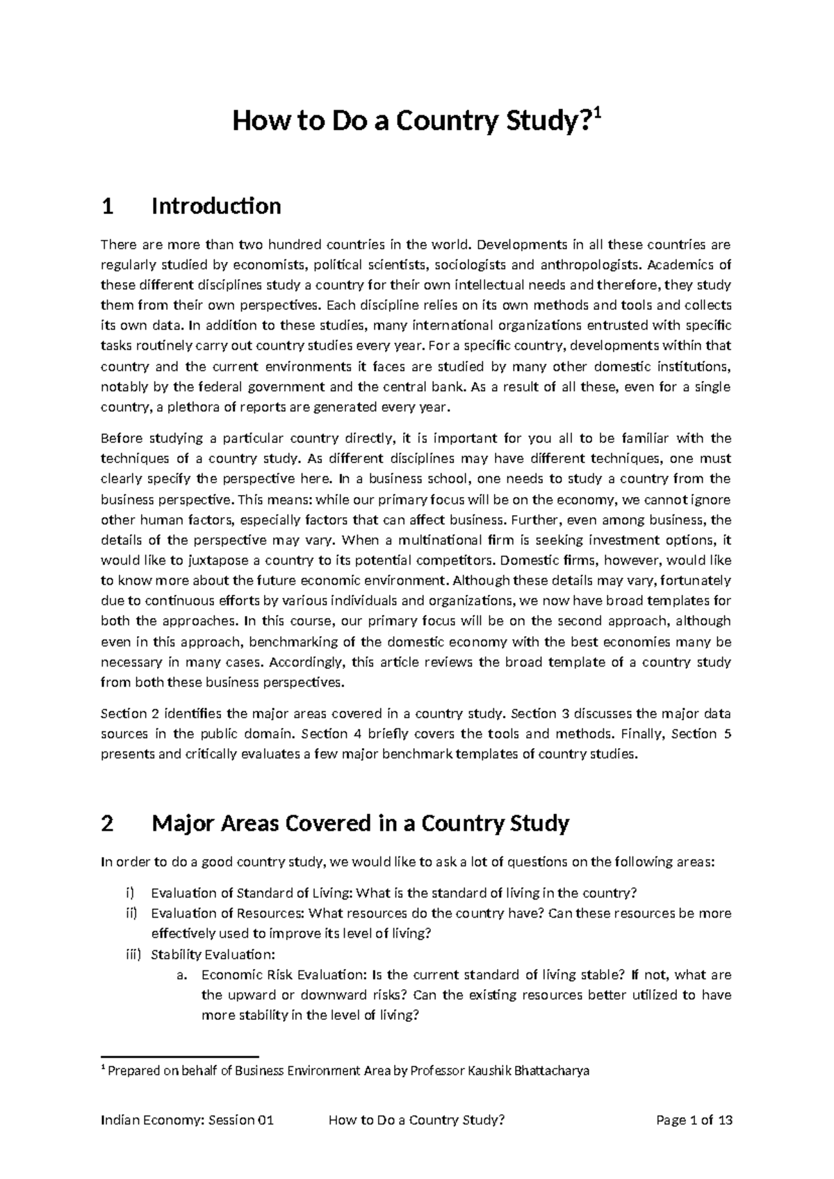 BUS 101: Guide to Conducting a Comprehensive Country Study - Studocu