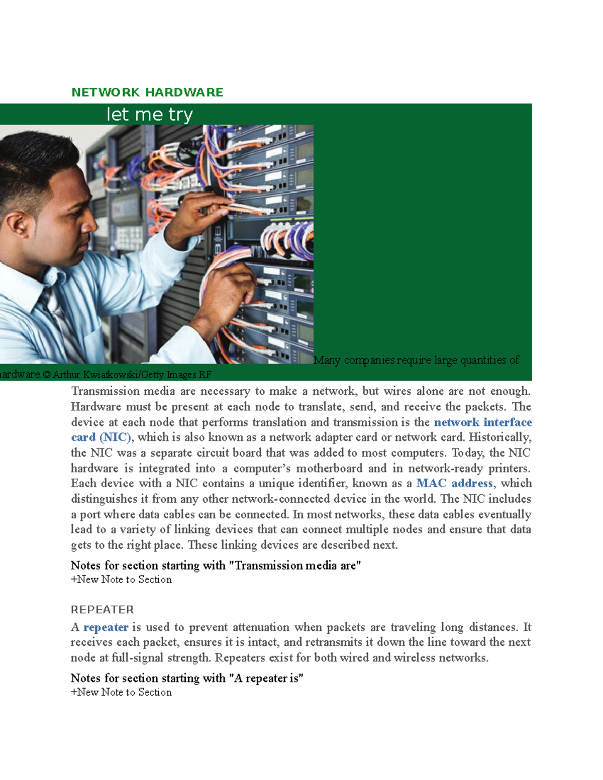 Chapter 47- Network Hardware - NETWORK HARDWARE let me try Many ...