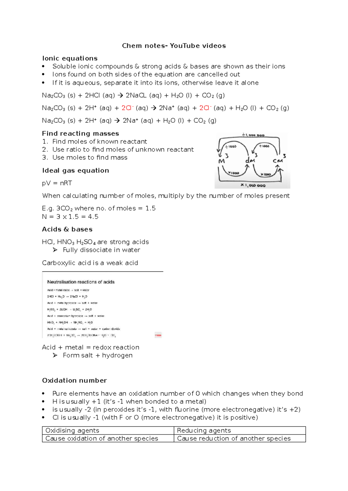 Chem 101 Lecture Notes: Ionic Equations & Acid-Base Reactions - Studocu