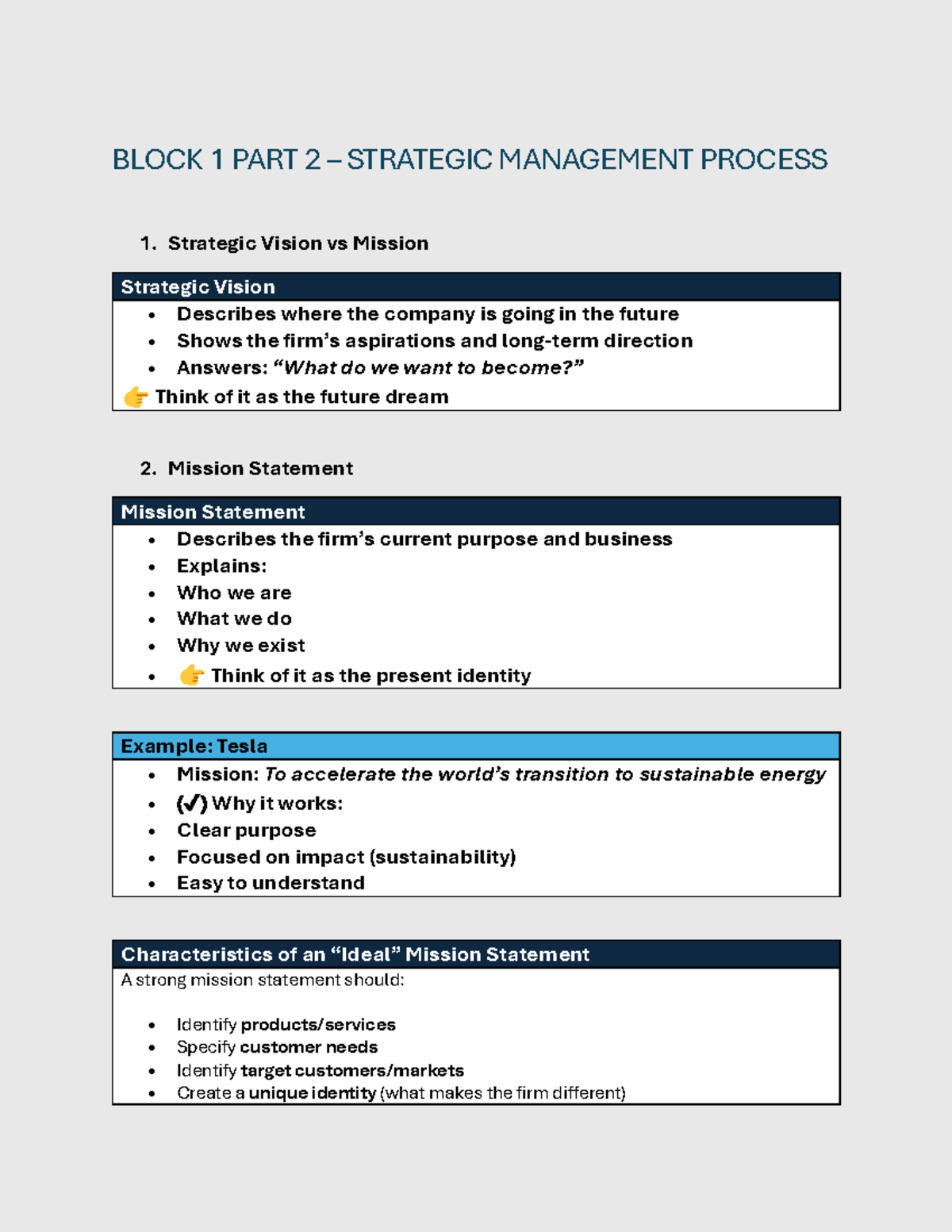OBS 310 Block 1 Part 2 - Overview of Strategic Management Process - Studocu