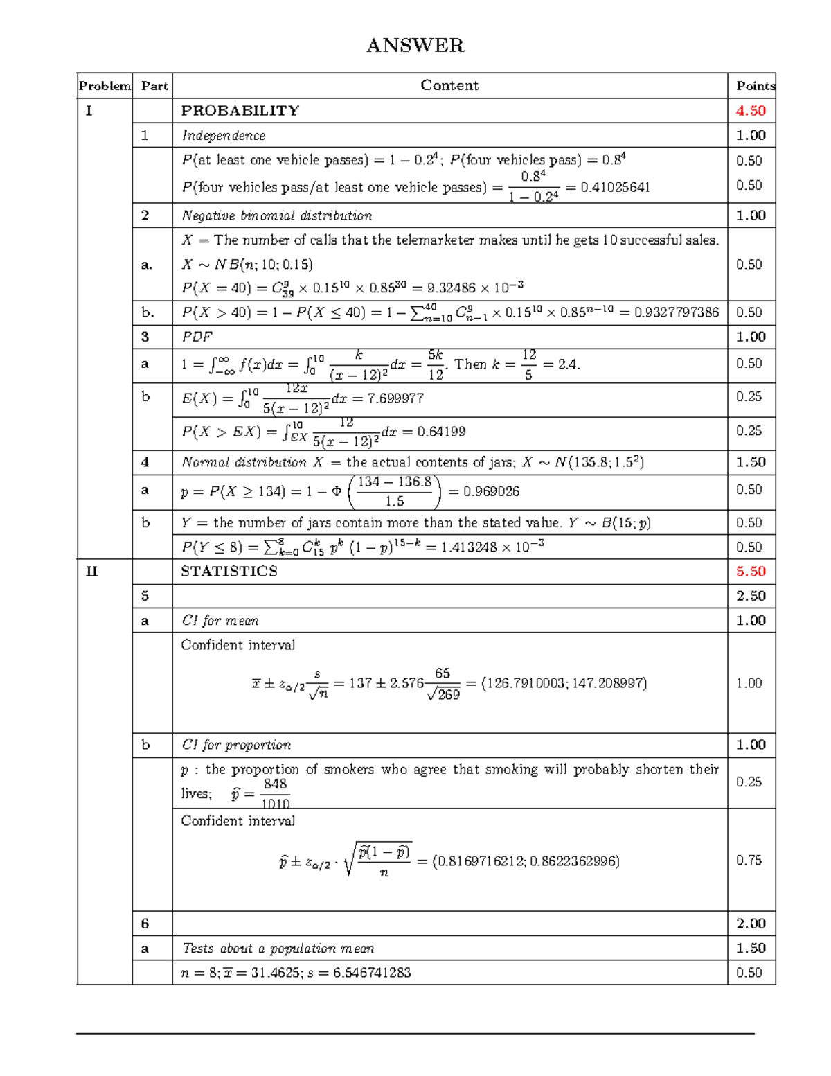 Probability and Statistics Answers (SE 3) - Studocu