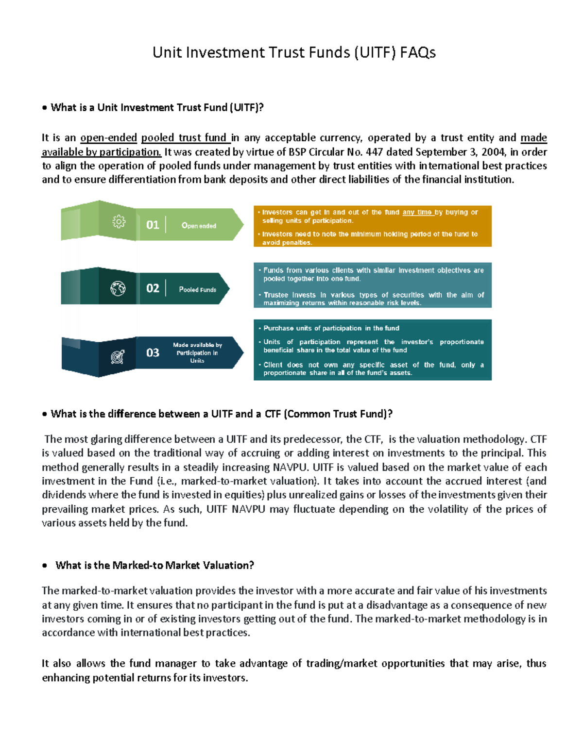 UITF Primer: Frequently Asked Questions on Unit Investment Trust Funds ...