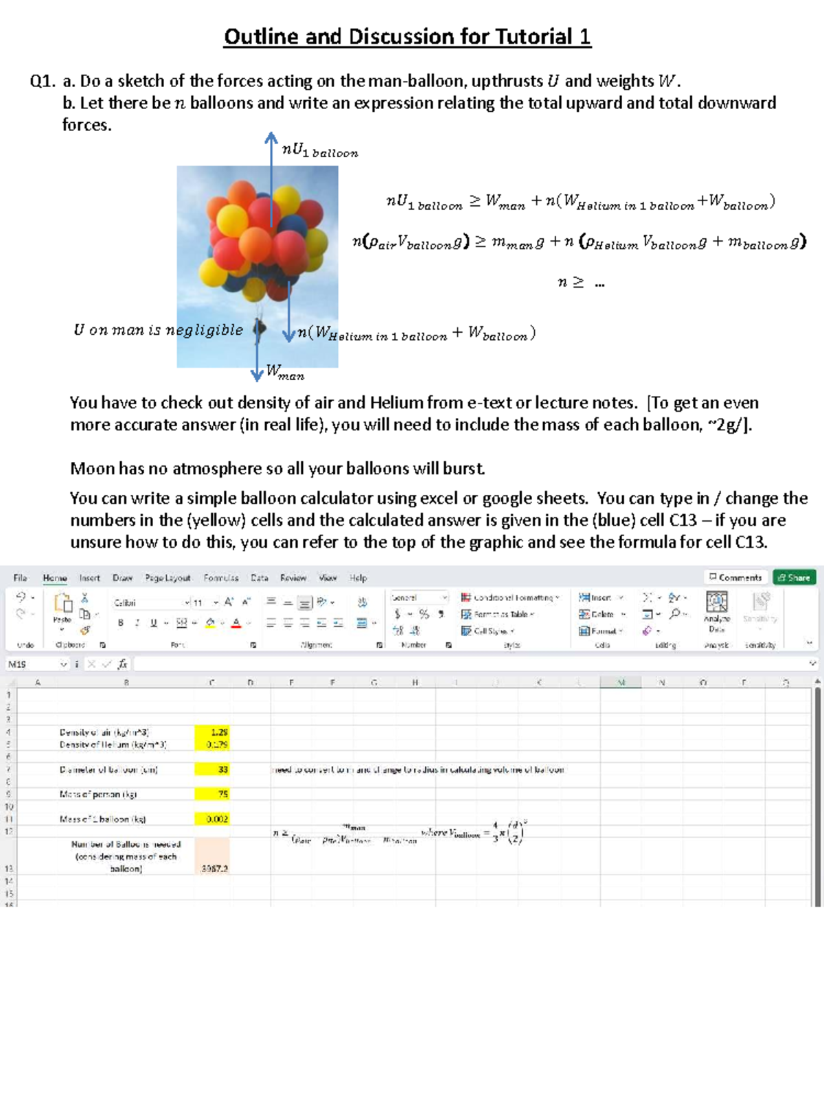 2025 - Tutorial 1: Forces and Calculations in Balloon Dynamics - Studocu
