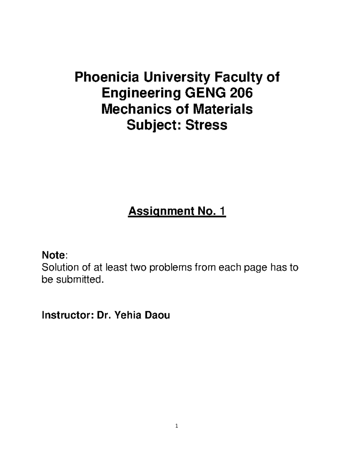 Assignment 1 Stresses 513e2b6a2c12e2051c438a742ae25fb6 - Probability ...