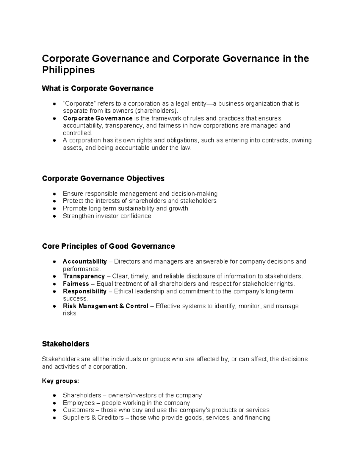 Corporate Governance in the Philippines: Key Principles and Practices ...