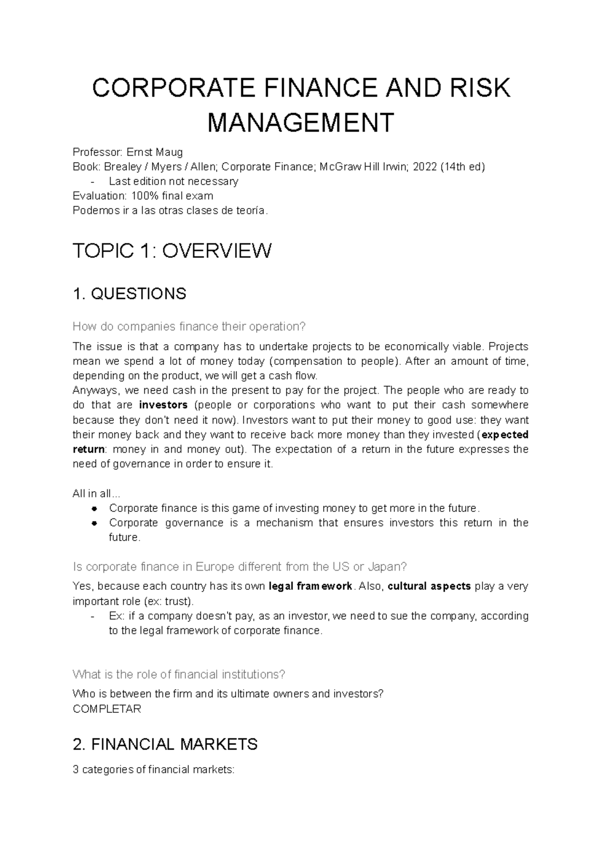 T1 FIN - Notes in class combined with the teacher's powerpoint ...