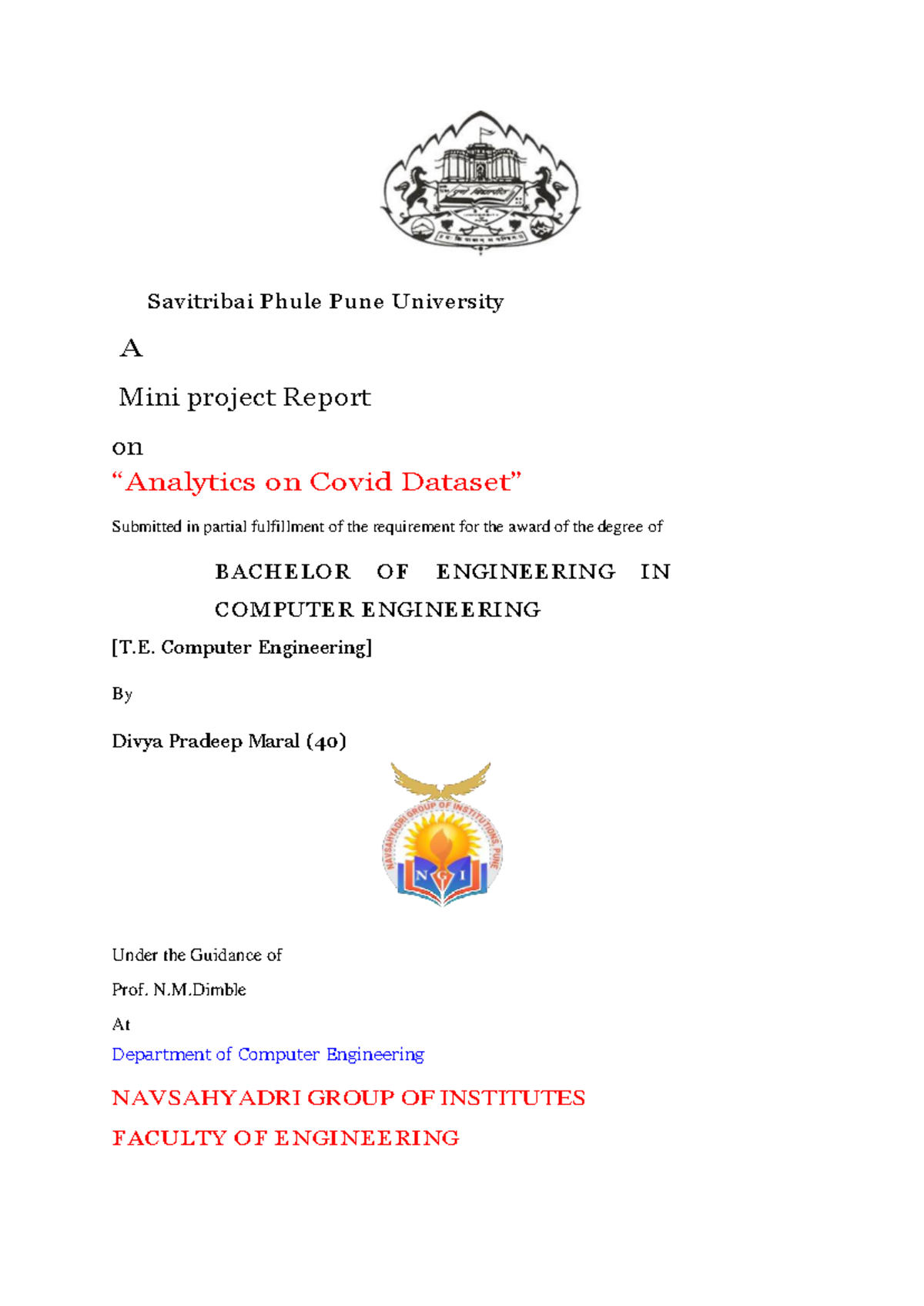 Mini Project Report on COVID Vaccination Analysis - BE Computer Engg ...