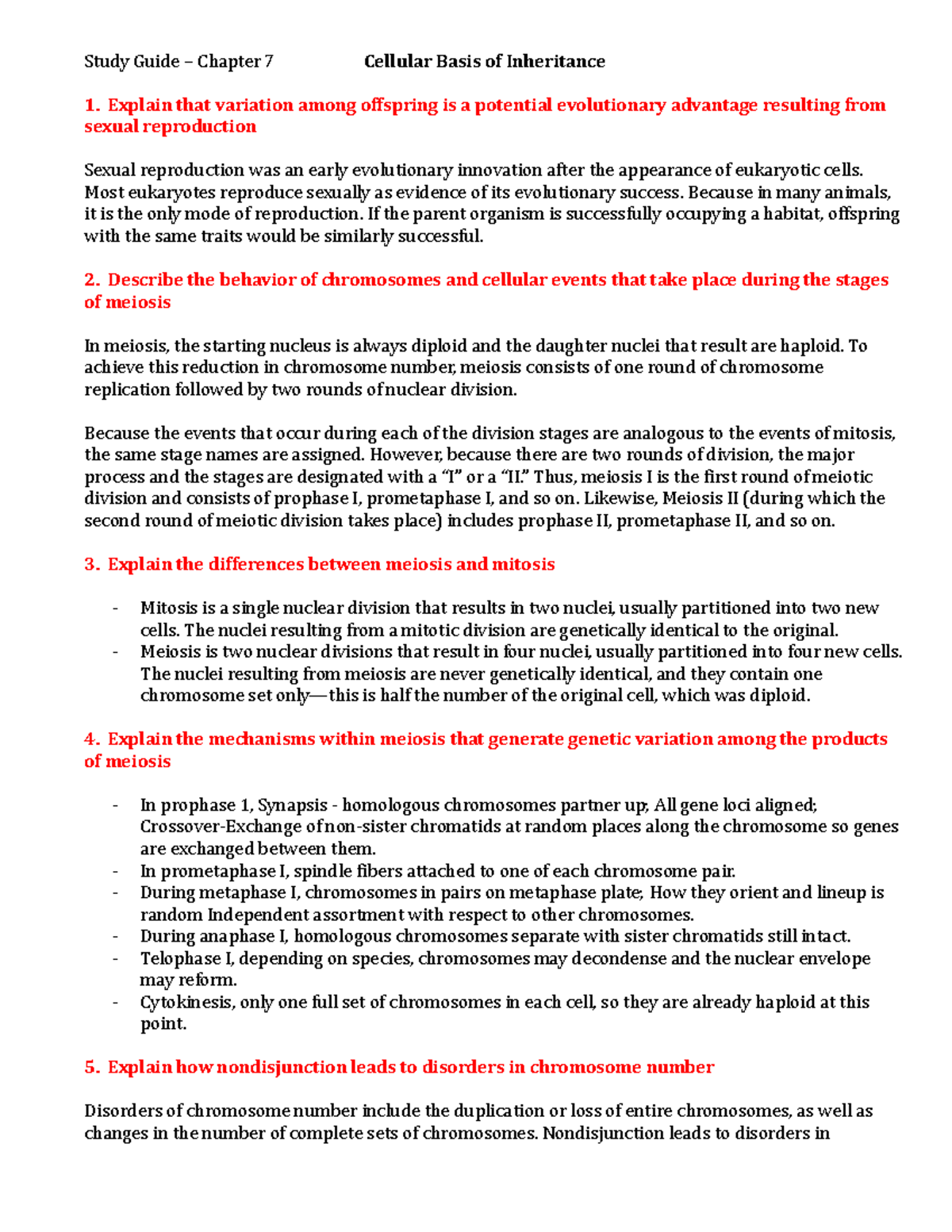 Chapter 7 Study Guide: Cellular Basis of Inheritance (Intro to Biology ...
