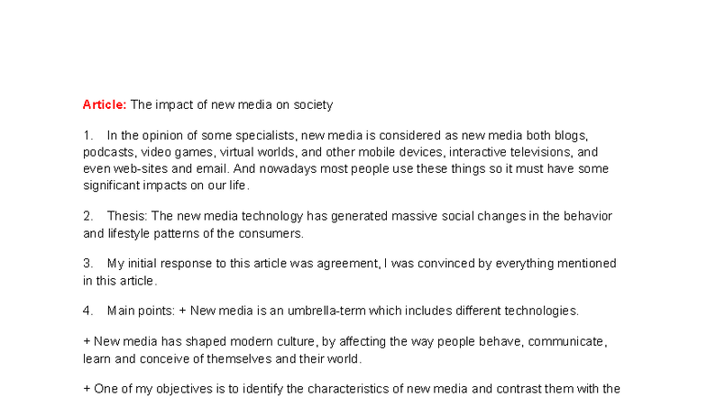 Article: The Impact of New Media on Society - Analysis and Insights ...