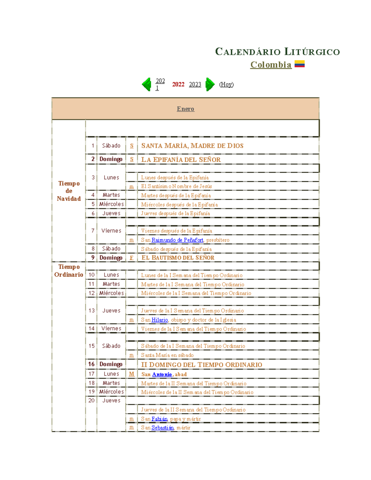 Calendário Litúrgico - IGLESIA CATOLICA CALENDARIO 2022 - CALENDÁRIO ...