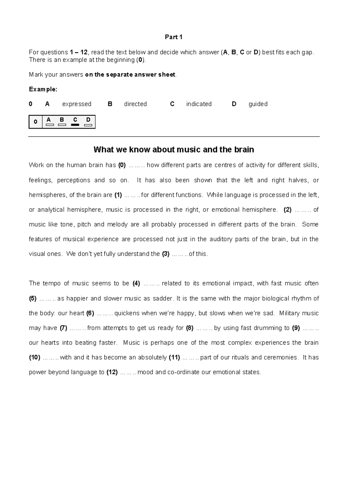 CAE Sample - Use of English 2 Practice Test - Studocu