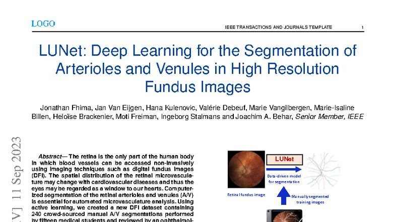LUNet: Deep Learning Segmentation of Retinal Vessels in Fundus Images ...