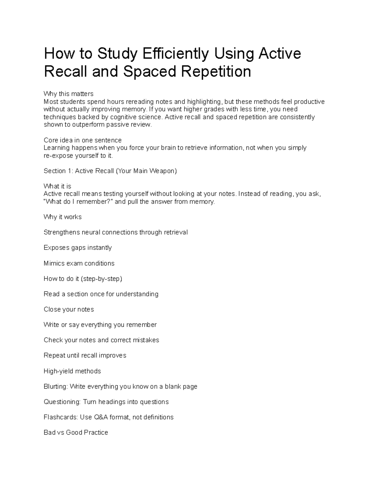 Effective Study Techniques: Active Recall & Spaced Repetition Guide ...