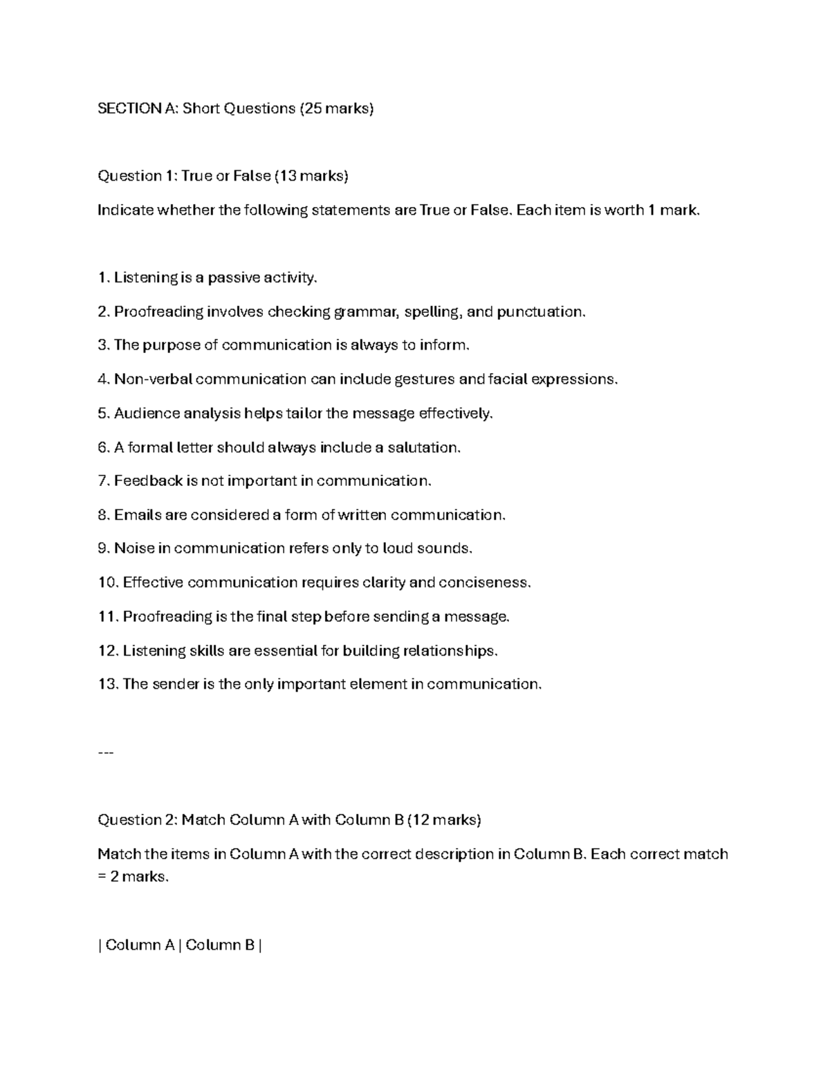 ENG101: Short Questions & Scenarios for Communication Skills Exam - Studocu