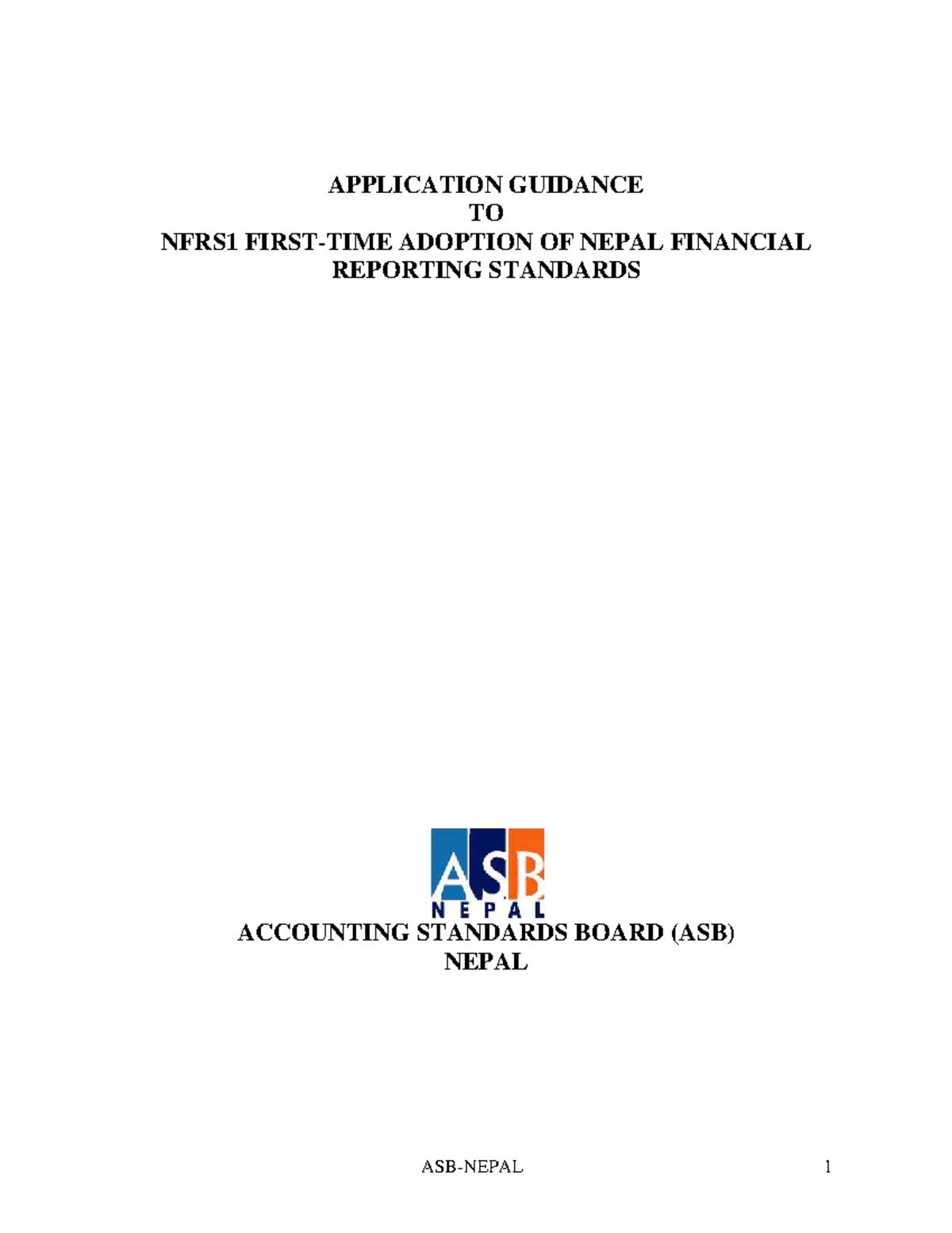 NFRS 1 Application Guidance for First-Time Adoption in Nepal - Studocu