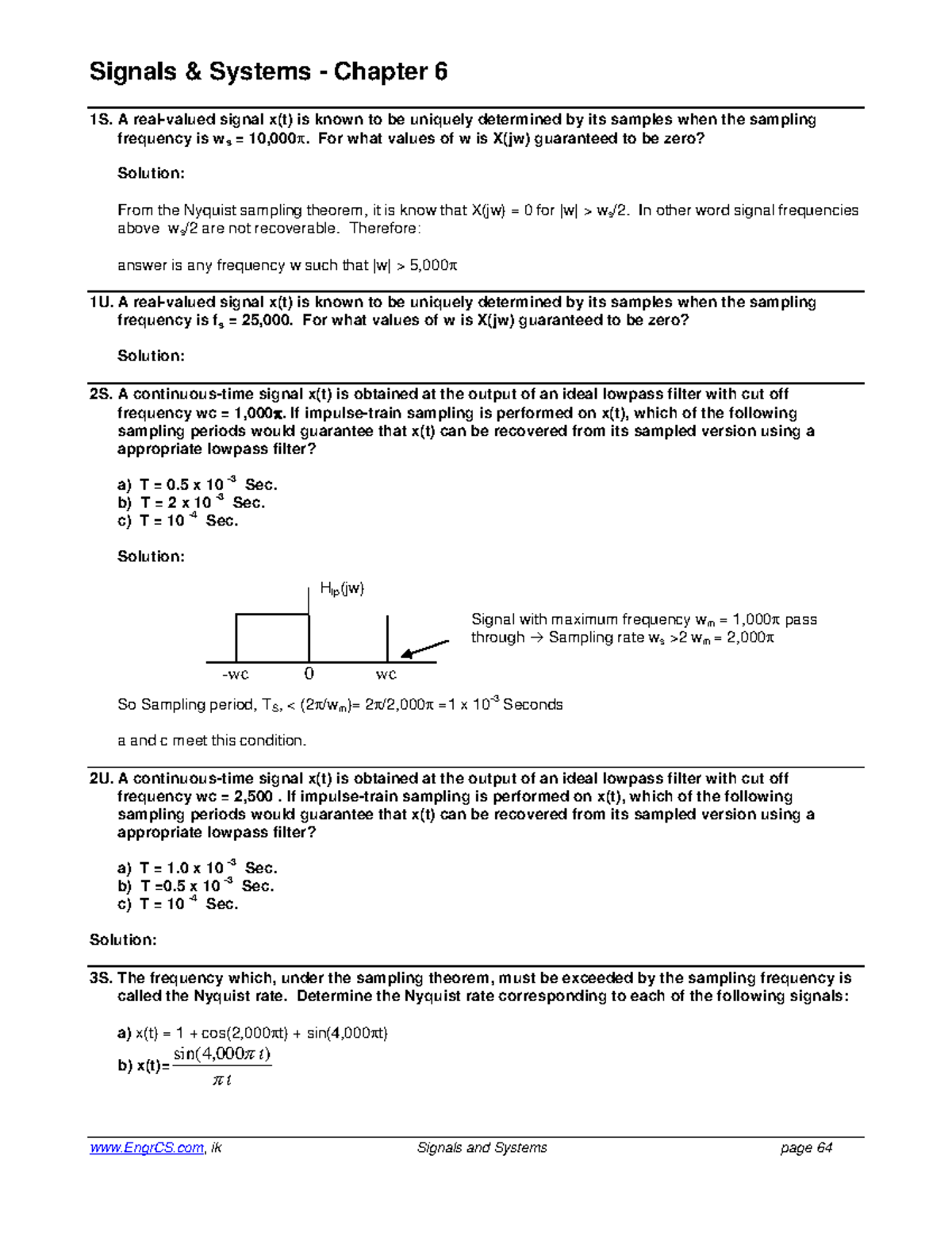 SSFch 6 - .... - Signals & Systems - Chapter 6 1S. A real-valued signal ...