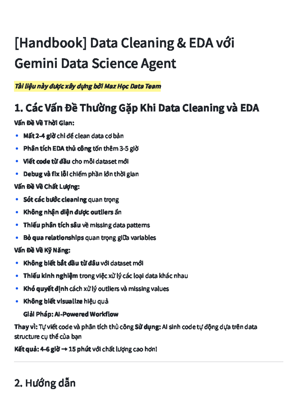 [Handbook] Data Cleaning & EDA với Gemini Data Science Agent - Studocu