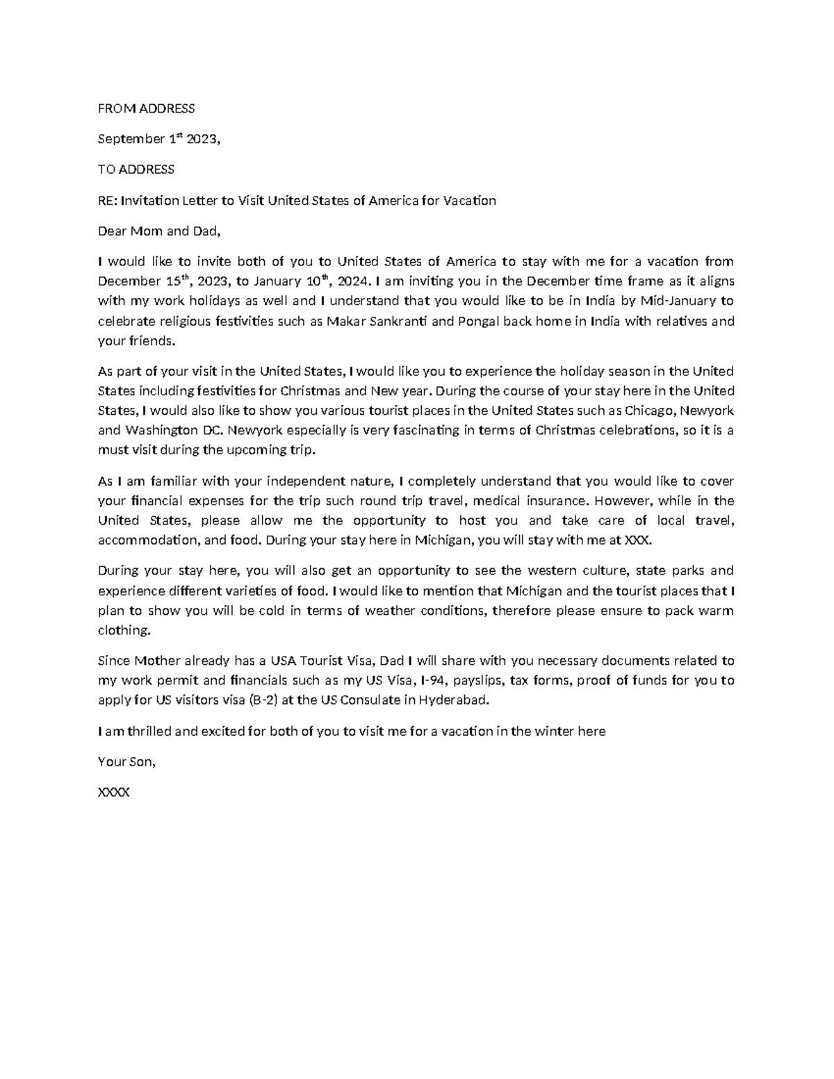 Invitation Letter To Share - FROM ADDRESS September 1st 2023, TO ...