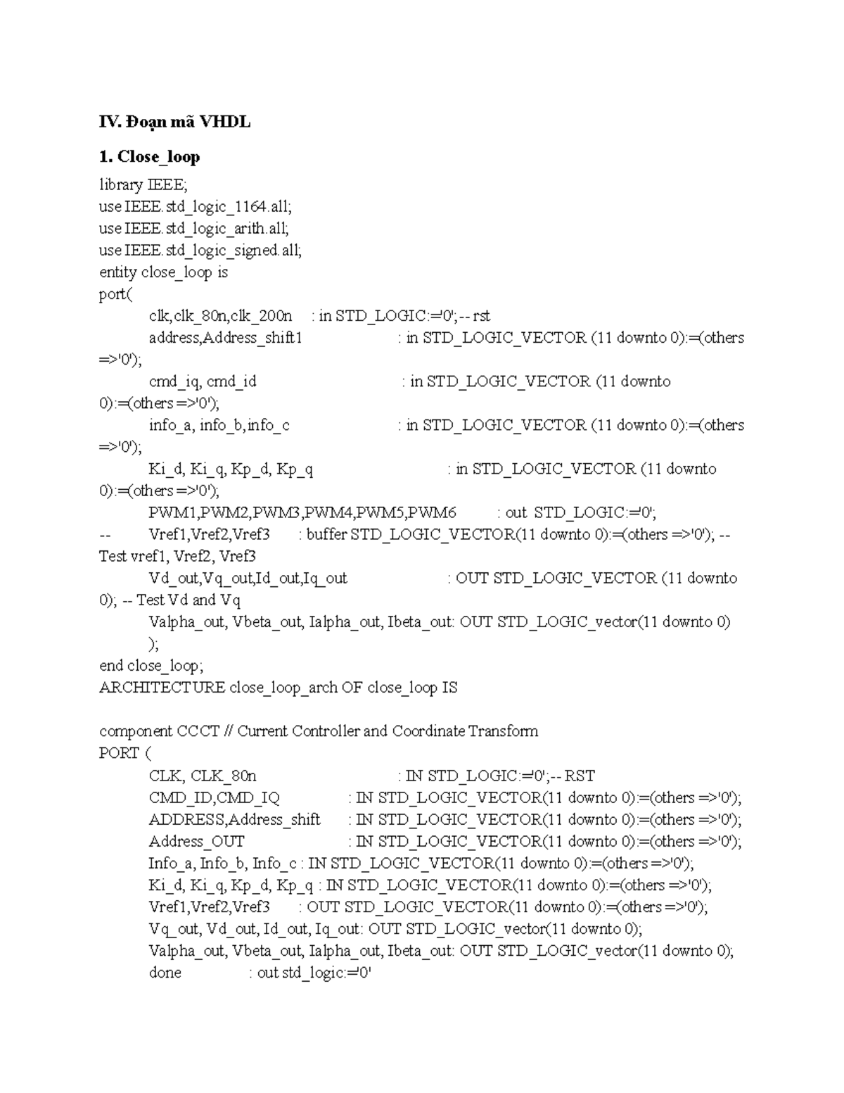 VHDL Code for Close Loop Control System (Course Code: IV) - Studocu