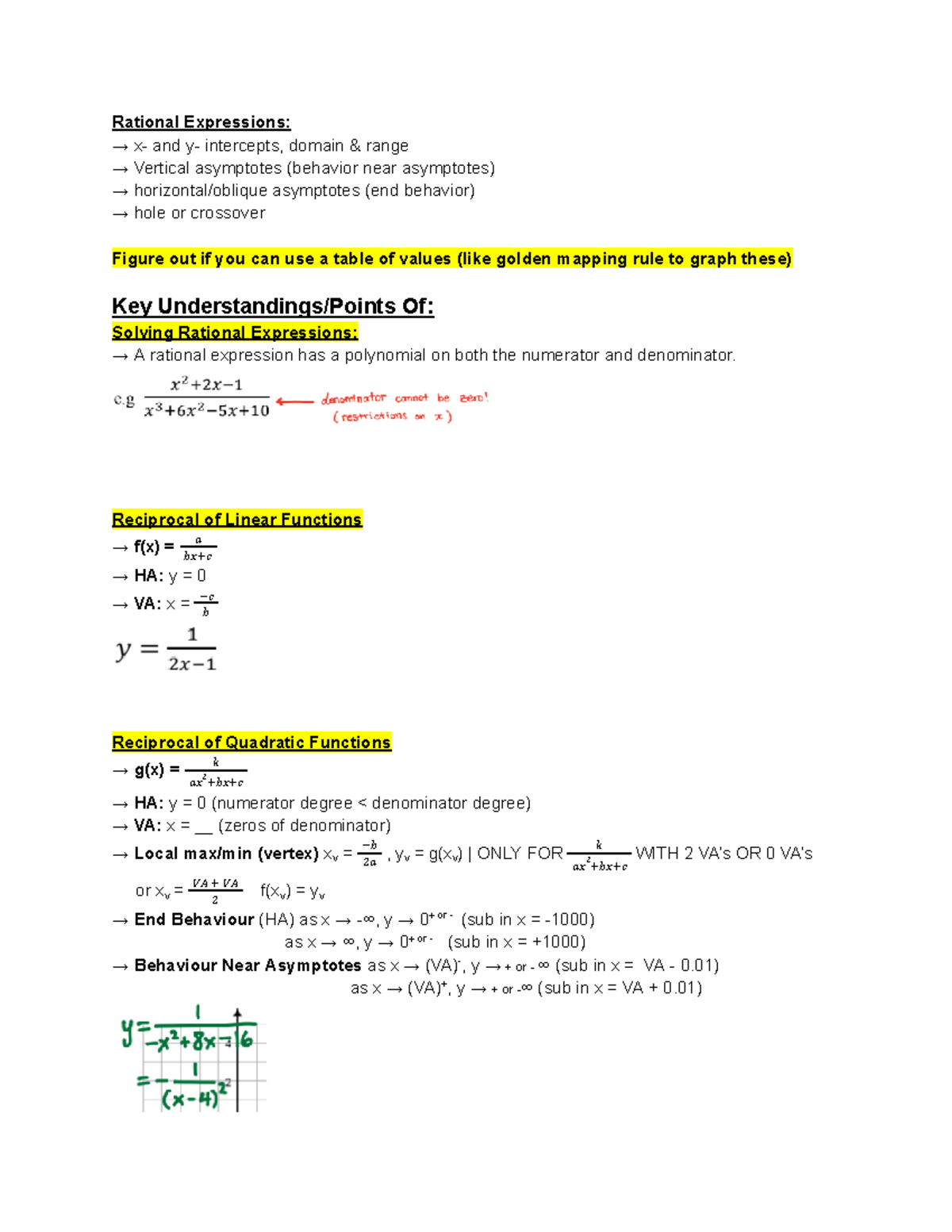 Rational Expressions Overview & Assessment Guide for Math 101 - Studocu