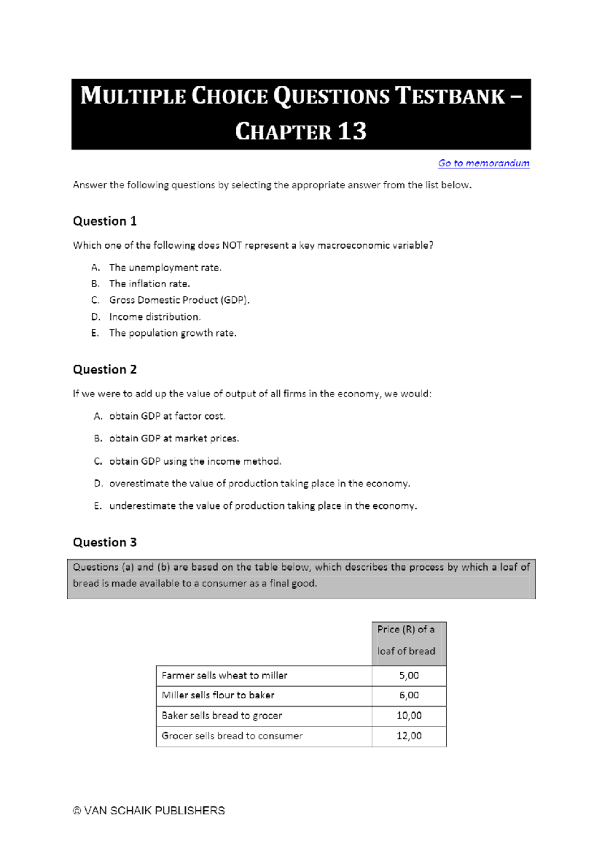 Multiple Choice Questions Testbank – Chapter 13 Go to memora - ECC201 ...