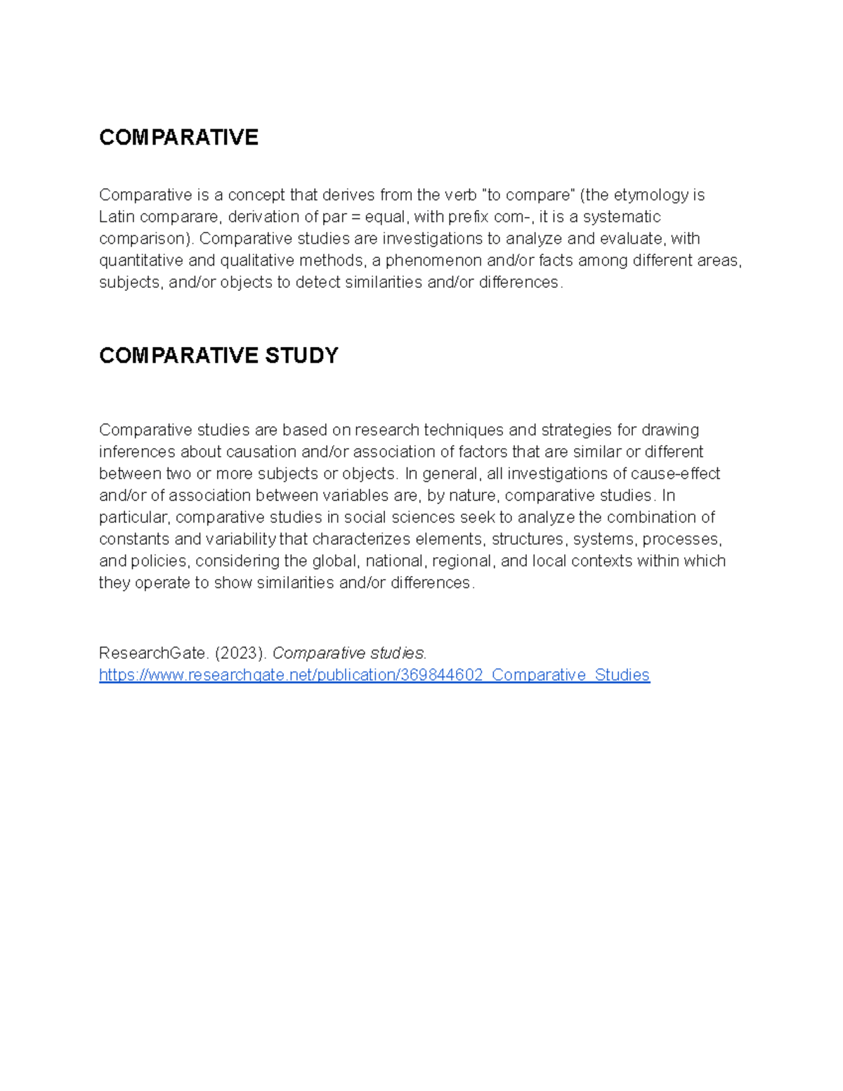 Comparative Studies: Analyzing Similarities and Differences in Research ...