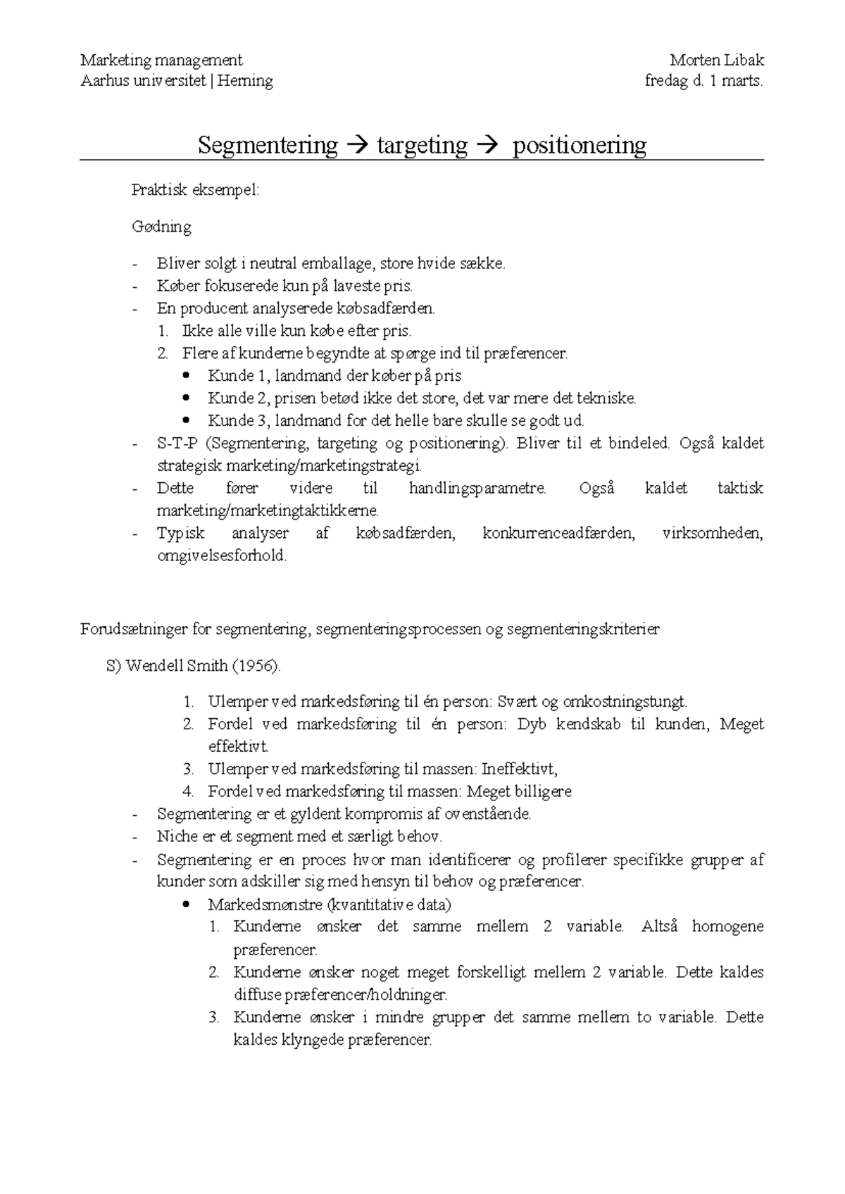 Kapitel 9 - Segmentering, Targeting og Positionering i Markedsføring ...