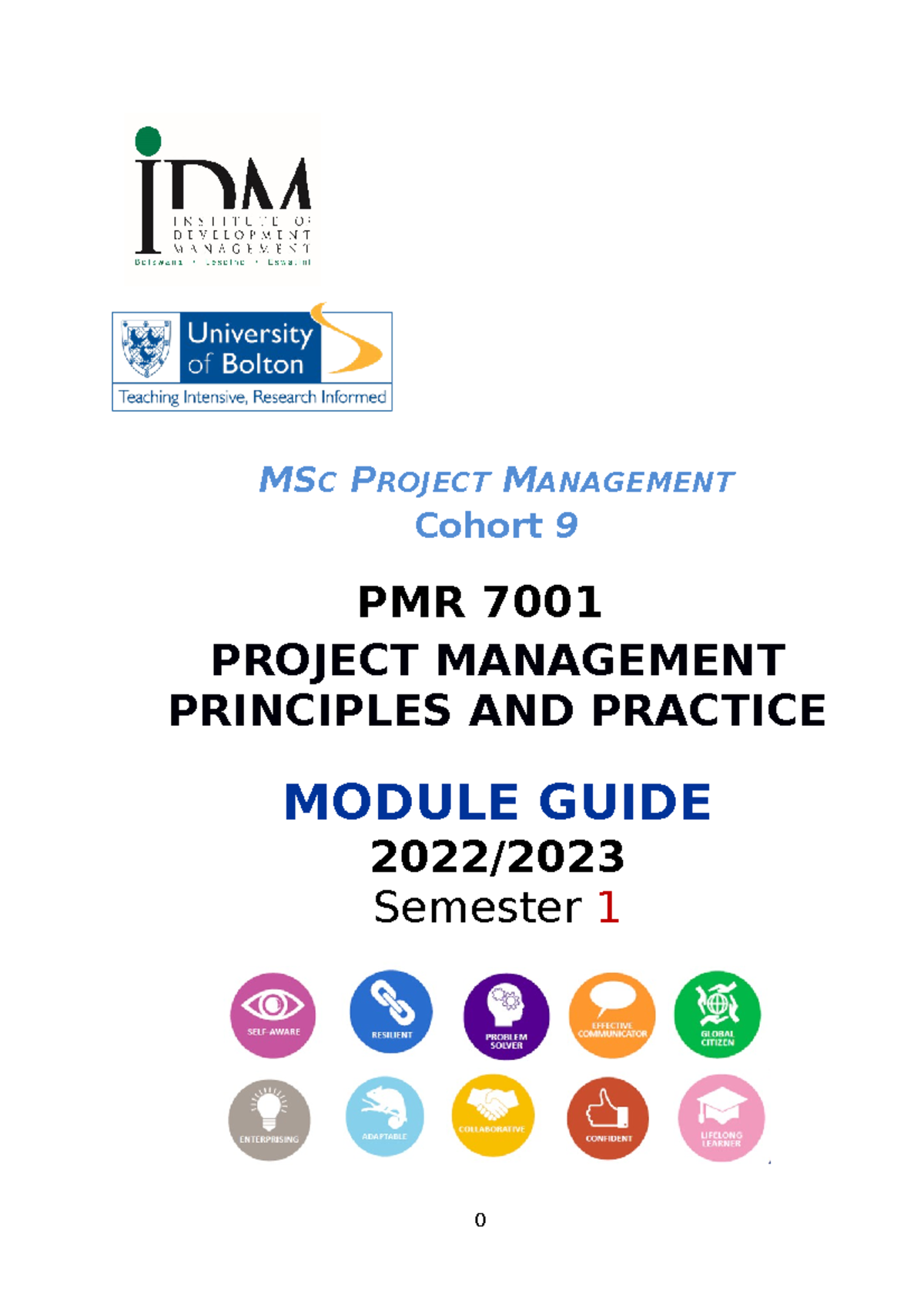 PMR 7001 Project Management Module Guide 2022-23 (Final) - Studocu