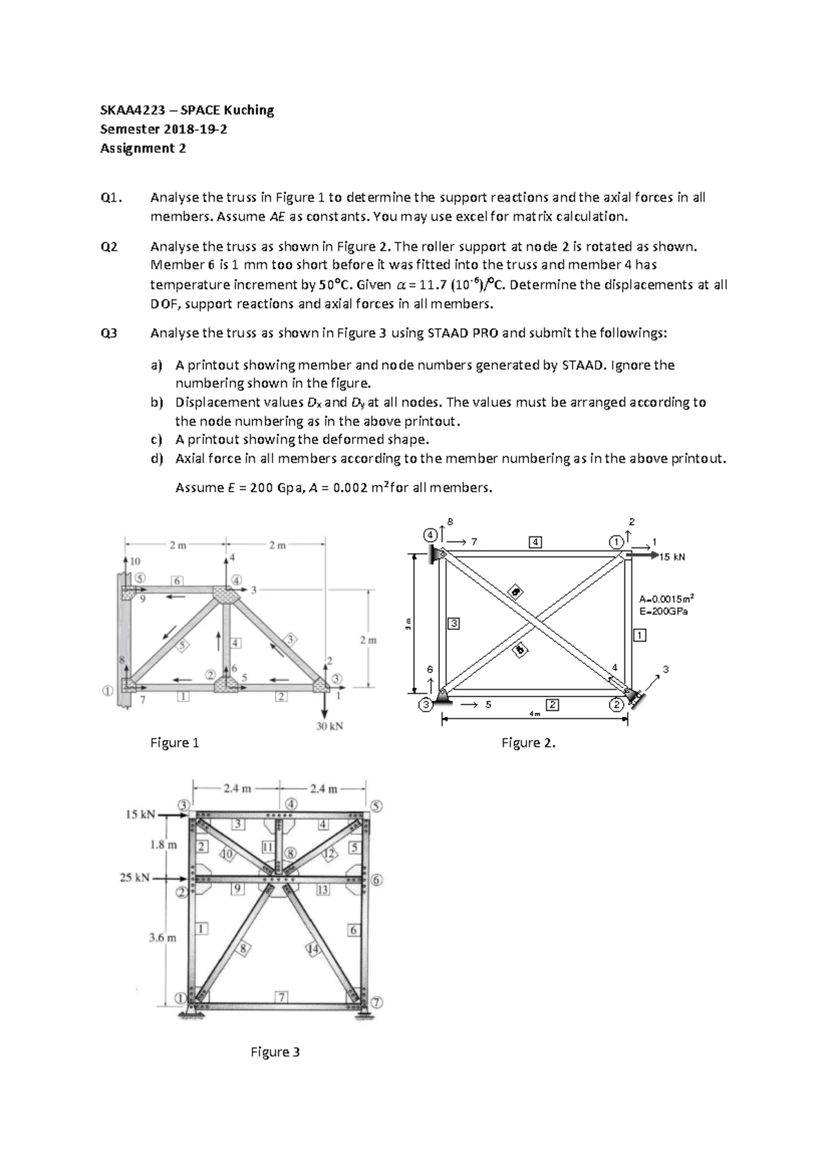 21221 SKAB4223 Final Exam Group Assignment: Structural Analysis Tasks ...