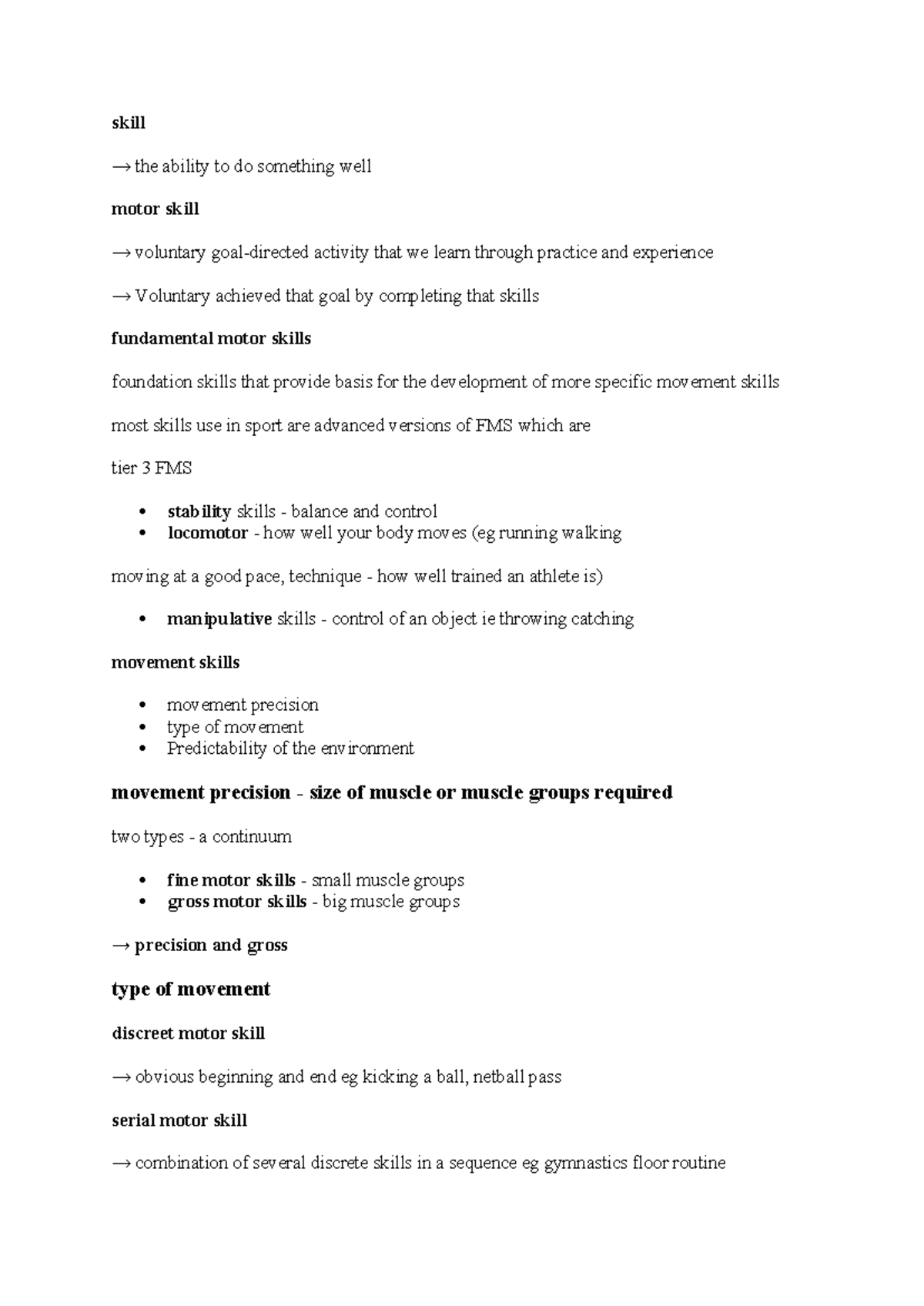 Skill Development Notes: Understanding Motor Skills and Their Types ...