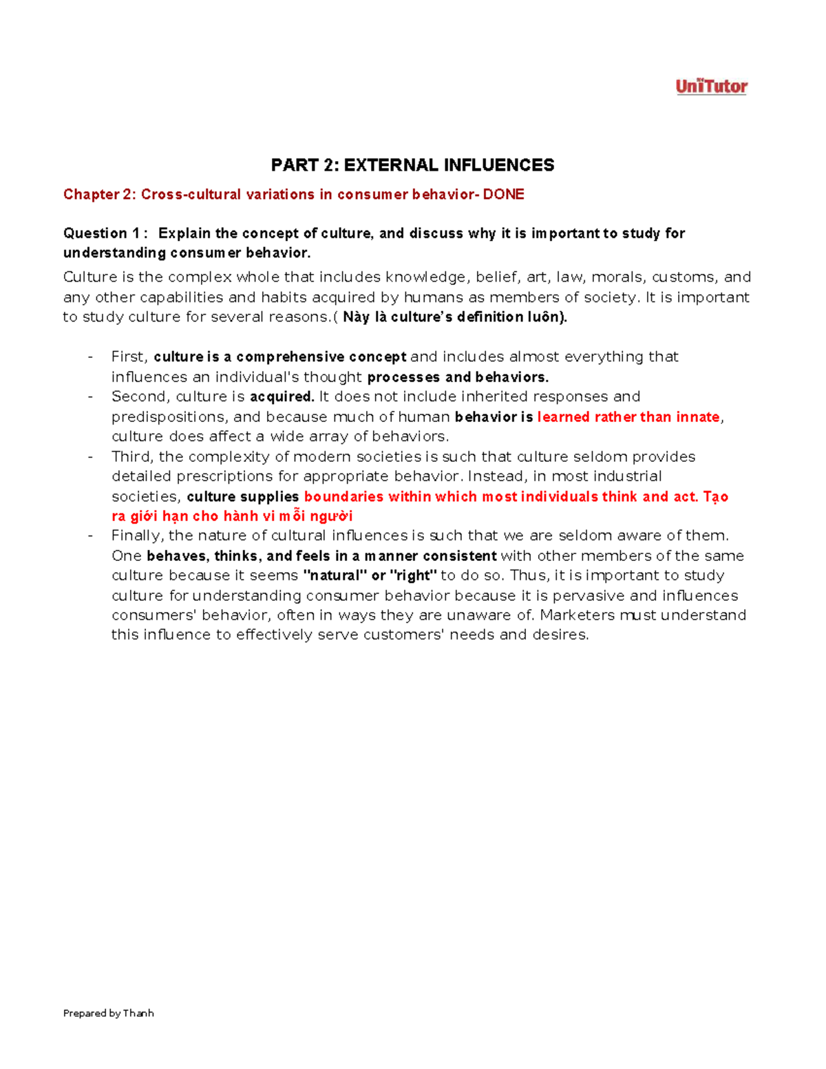CB Final Exam Study Guide: Understanding Consumer Behavior and Cultural ...