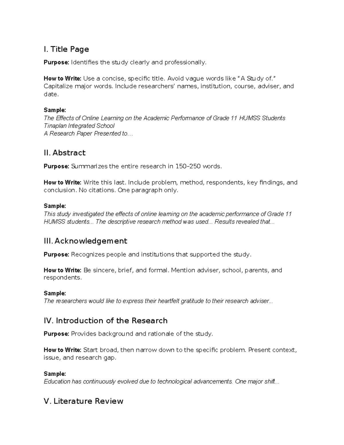 Complete Research Report Guide for HUMSS 11 Students - Studocu