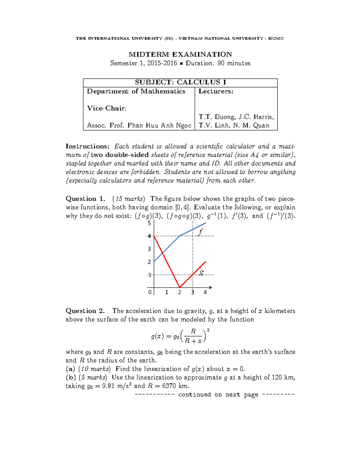 Calculus I Cal1 Midterm Exam 2015-2016 Solutions - Studocu