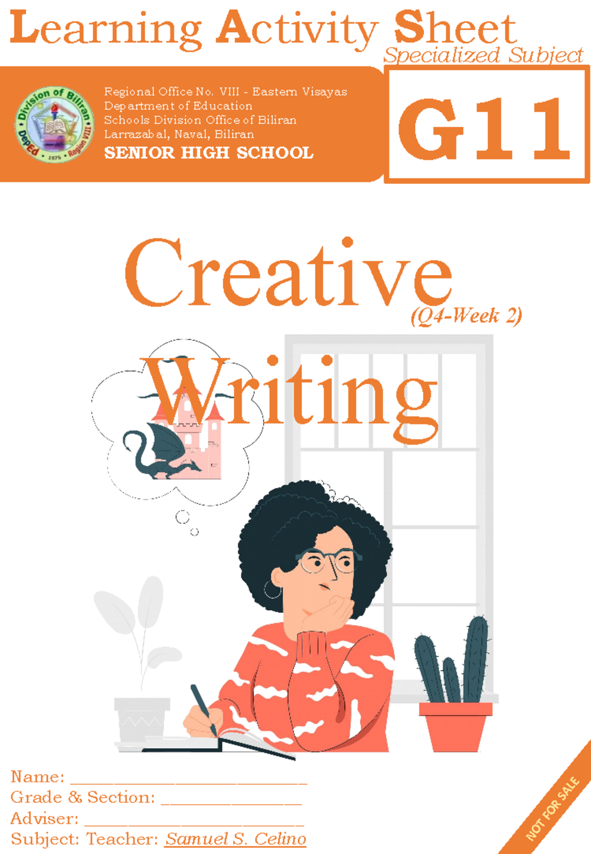 Creative-Writing-Q4W2 - Learning Activity Sheet Specialized Subject NOT ...