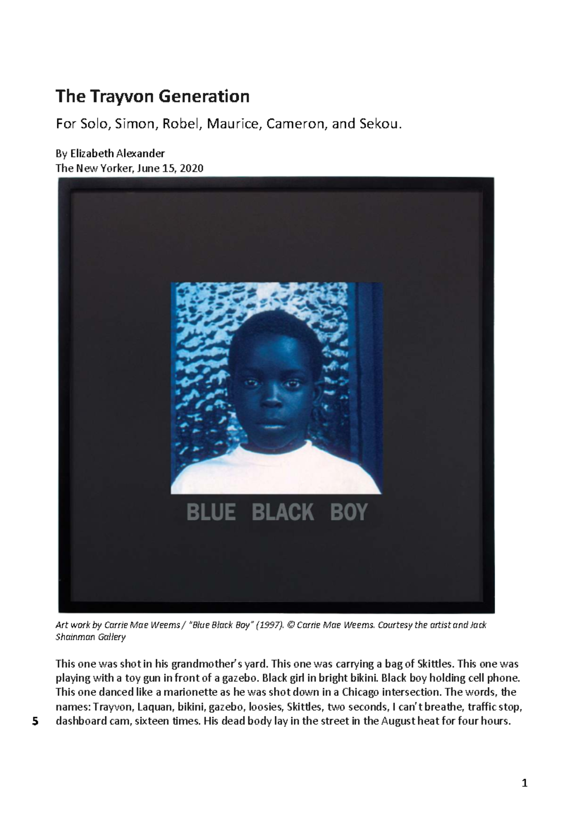 The Trayvon Generation: Reflections on Race and Resilience - Studocu