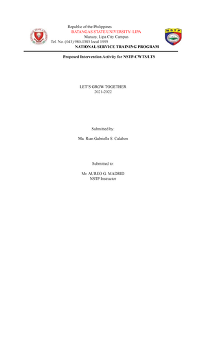 Project- Proposal-CWTS - NATIONAL SERVICE TRAINING PROGRAM CIVIC ...