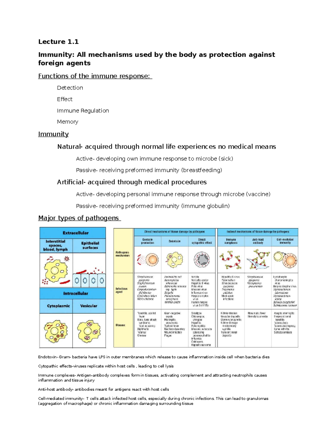 Week 1 - MICR2009 Lecture Notes on Immunity and Immune Cells - Studocu